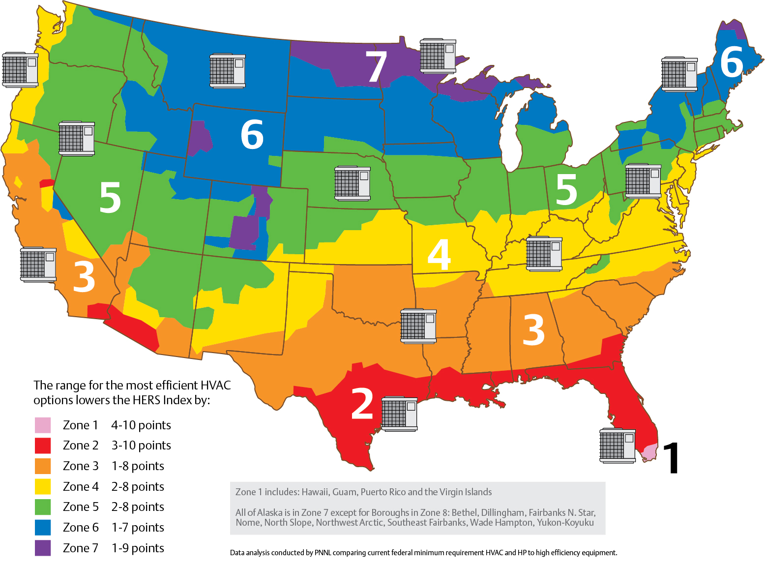 HERS Index (home energy rating system) Zone Map